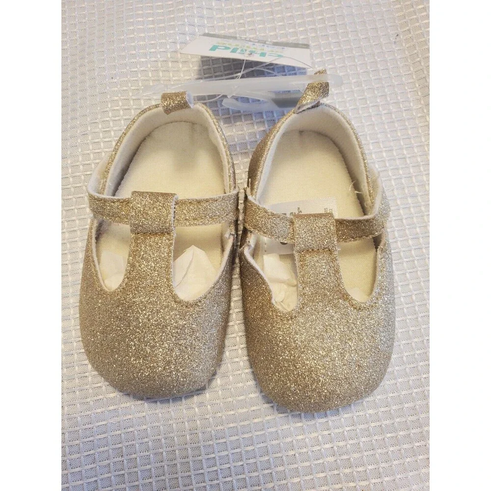 Child Of Mine Gold Glitter Infant Shoes 3-6 Months NEW